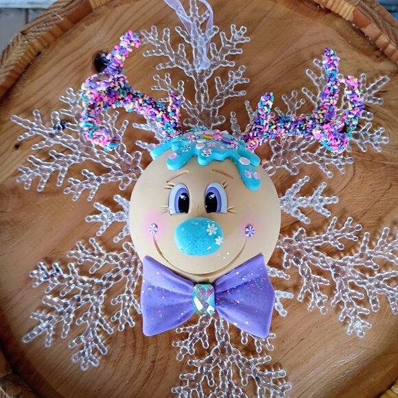 Whimsical Reindeer & Snowflake Gingerbread Ornaments, Foam Clay Christmas Decor - Picture 5 of 7